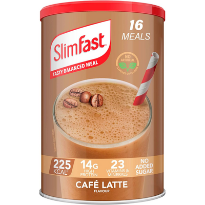 SlimFast Tasty Balanced Meal Powder Cafe Latte Tub 584g