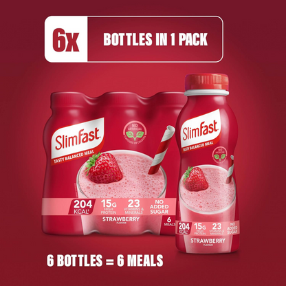 SlimFast Tasty Balanced Meal Strawberry Milkshake Multipack 6 x 325ml