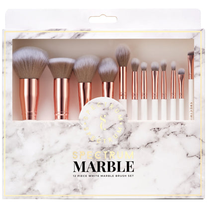 Spectrum Collections 12 Piece White Marbleous Makeup Brush Set