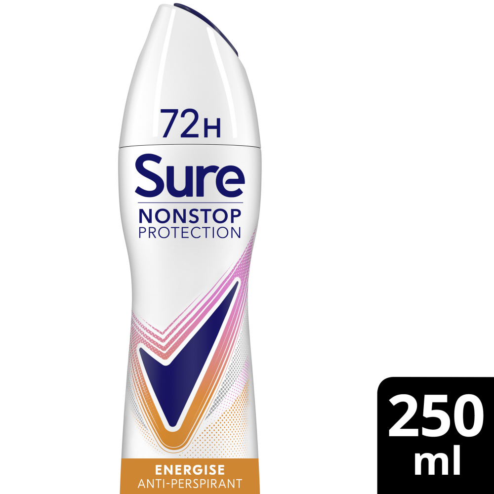 Sure Nonstop Protection 72h Energise Anti-Perspirant Deodorant Spray 250ml