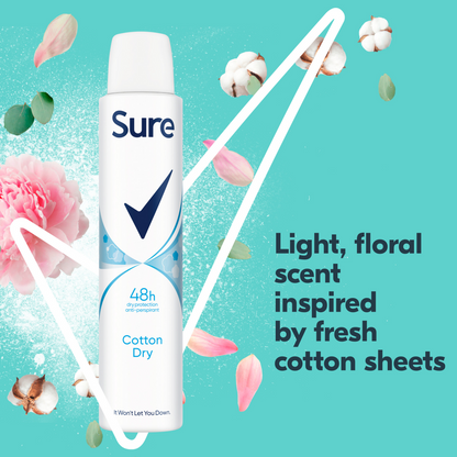 Sure Essential Protection 48h Cotton Dry Anti-Perspirant Deodorant Spray 200ml
