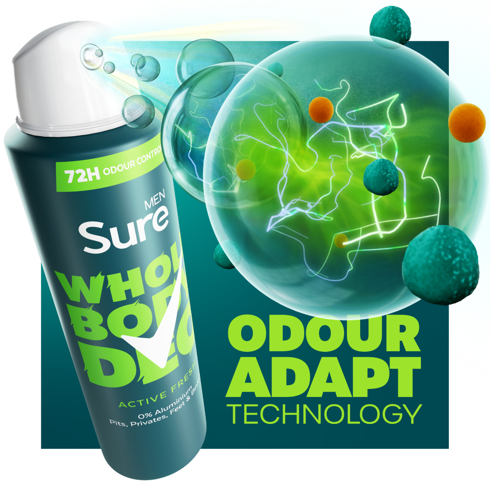 Sure Men Whole Body Deo 72h Active Fresh Deodorant Body Spray 150ml