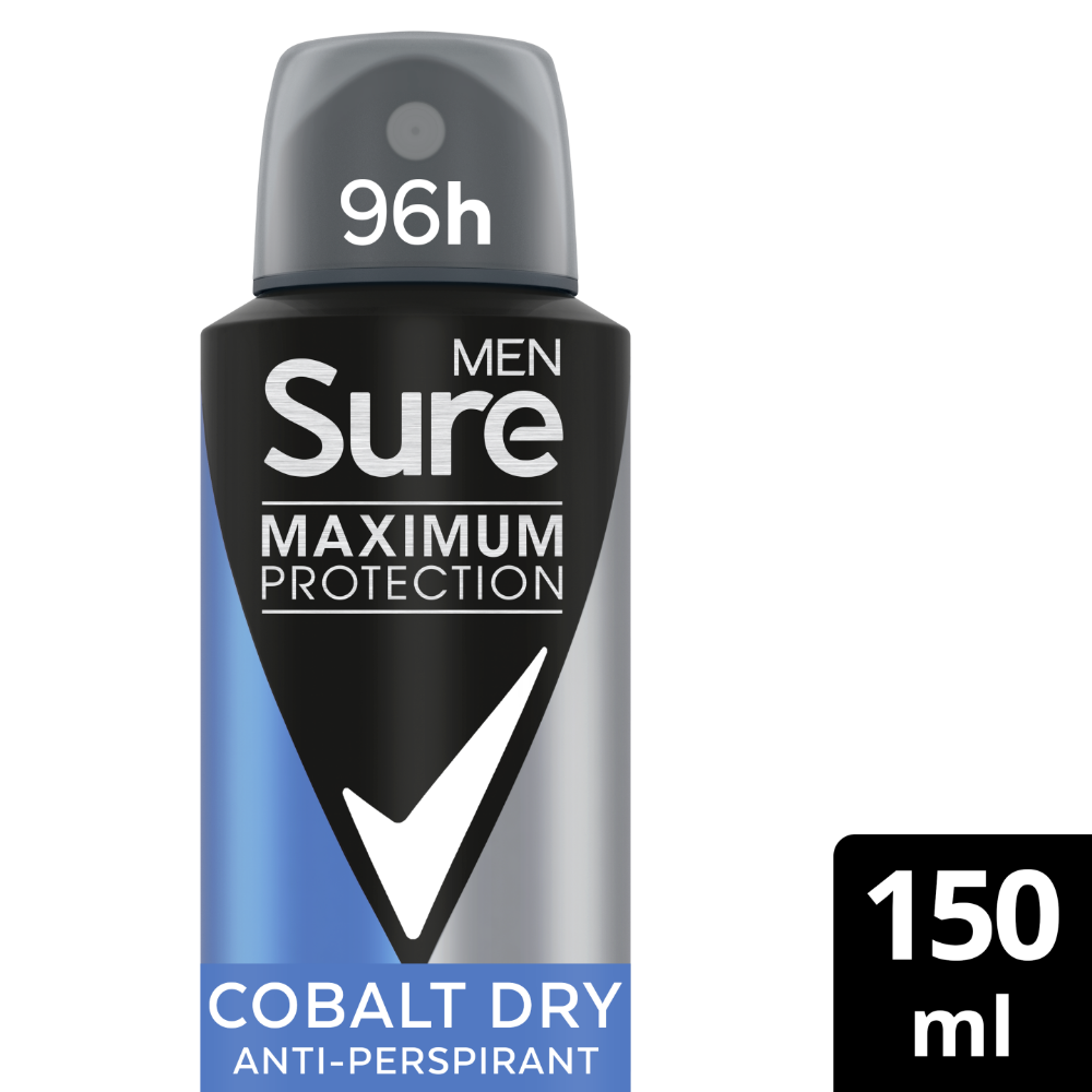 Sure Men Maximum Protection 96h Cobalt Dry Anti-Perspirant Deodorant Spray 150ml
