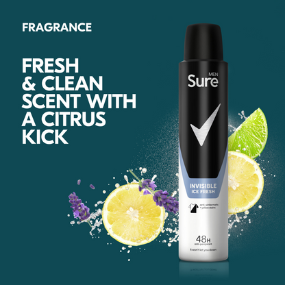 Sure Men Essential Protection 48h Invisible Ice Fresh Anti-Perspirant Deodorant Spray 200ml