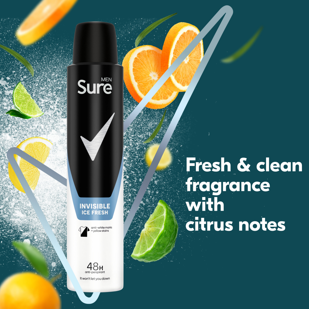 Sure Men Essential Protection 48h Invisible Ice Fresh Anti-Perspirant Deodorant Spray 200ml