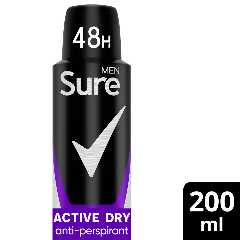 Sure Men Essential Protection 48h Active Dry Anti-Perspirant Deodorant Spray 200ml
