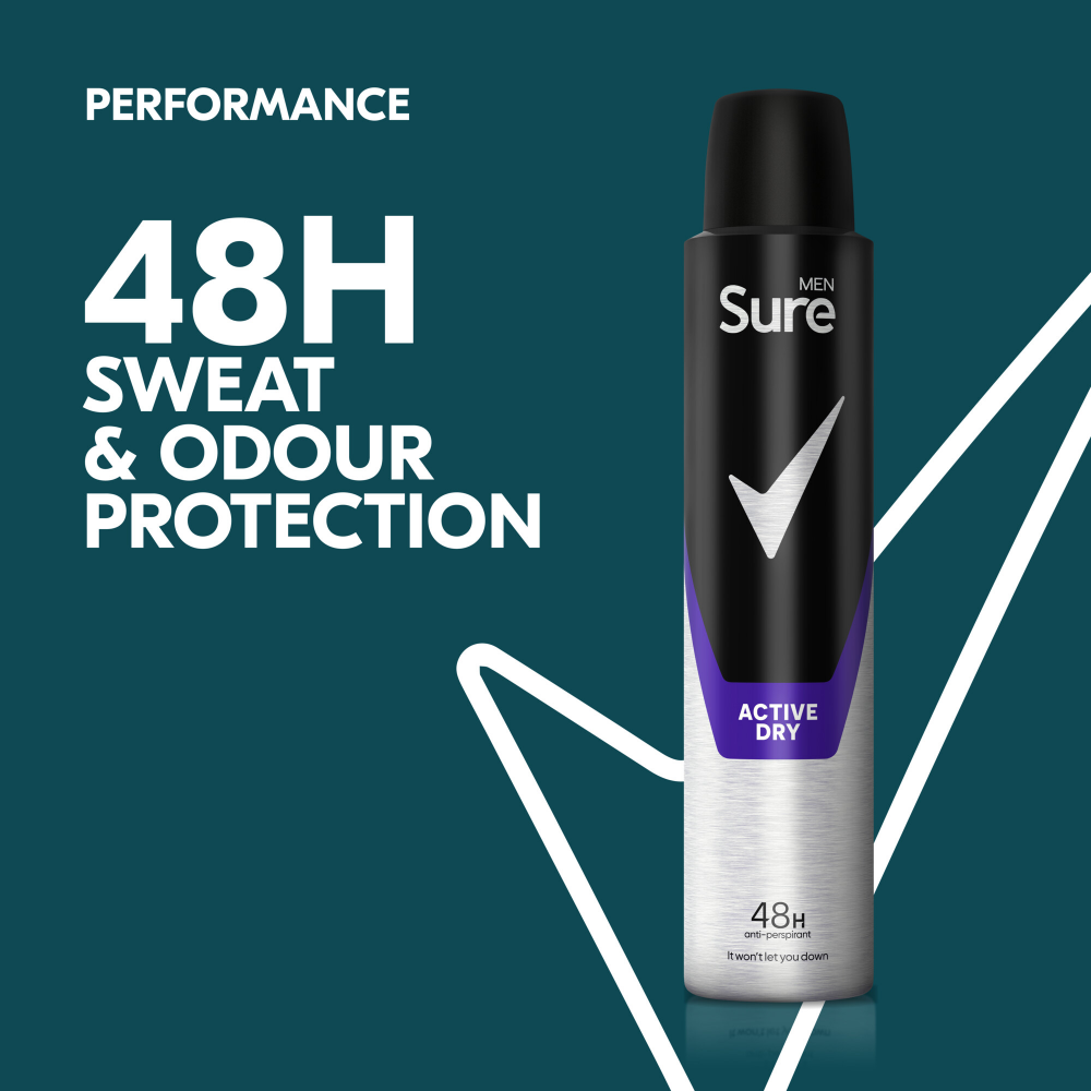 Sure Men Essential Protection 48h Active Dry Anti-Perspirant Deodorant Spray 200ml