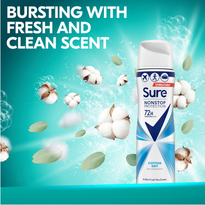 Sure Nonstop Protection 72h Cotton Dry Anti-Perspirant Deodorant Spray 75ml