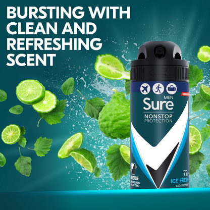 Sure Men Nonstop Protection 72h Invisible Ice Fresh Anti-Perspirant Deodorant Spray 75ml