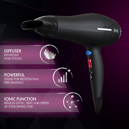 Wahl Ionic Smooth Hair Dryer 2200W Black