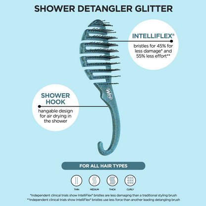 Wet Brush Shower Detangler Brush Glitter Teal