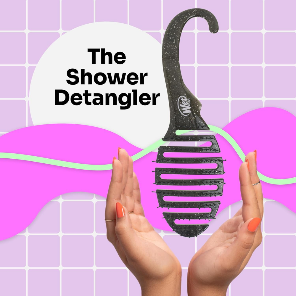 Wet Brush Shower Detangler Brush Glitter Black