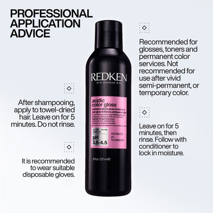 Redken Acidic Colour Gloss Shampoo 300ml, Gloss Treatment 237ml & Conditioner 300ml Trio