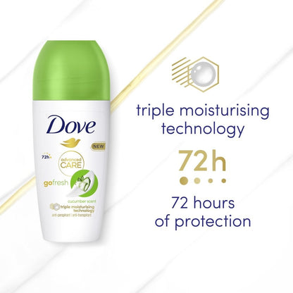 Dove Advanced Care 72h Go Fresh Cucumber Anti-Perspirant Deodorant Roll-On 50ml