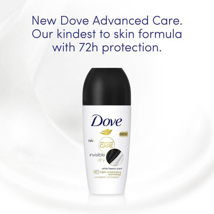 Dove Advanced Care 72h Invisible Dry White Freesia Anti-Perspirant Deodorant Roll-On 50ml