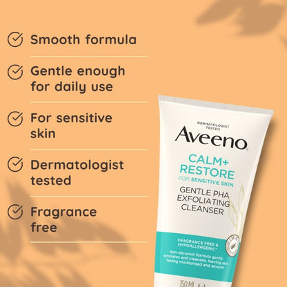 Aveeno Face Calm+ Restore Gentle PHA Exfoliating Cleanser 150ml