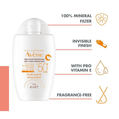 Avene Very High Protection Mineral Fluid Sun Cream SPF50+ 40ml