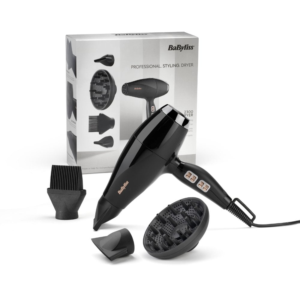 BaByliss Italian 2300 Hair Dryer with Diffuser Black 6716DU