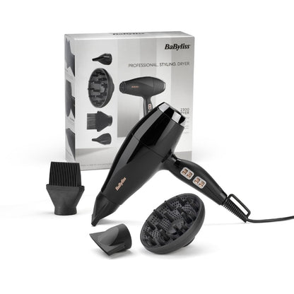 BaByliss Italian 2300 Hair Dryer with Diffuser Black 6716DU