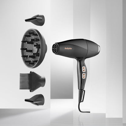 BaByliss Italian 2300 Hair Dryer with Diffuser Black 6716DU