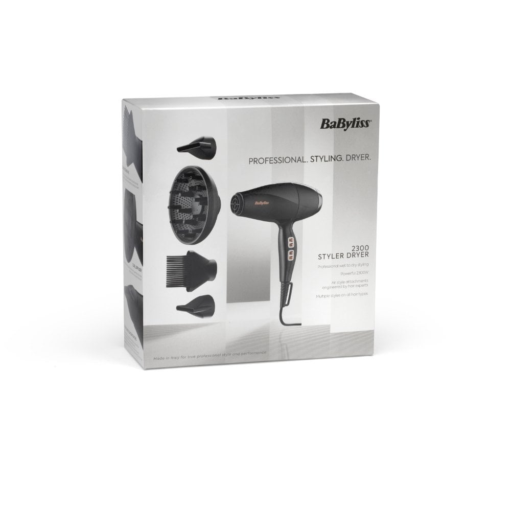 BaByliss Italian 2300 Hair Dryer with Diffuser Black 6716DU