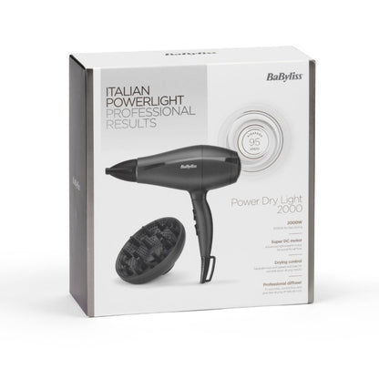 BaByliss Power Dry Light 2000 Hair Dryer Black 5910U