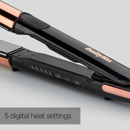 BaByliss Titanium Brilliance Straight & Curl Hair Straightener Rose Gold 2481U