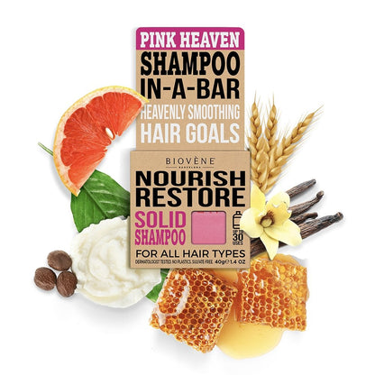Biovene Nourish Restore Solid Shampoo Pink Heaven 40g