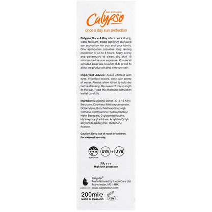 Calypso Once A Day Sun Protection Cream SPF20 200ml