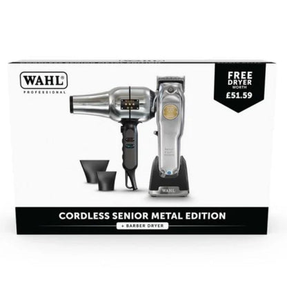 Wahl Professional Cordless Senior Metal Edition Clipper & Wahl Professional Barbers Dryer Duo