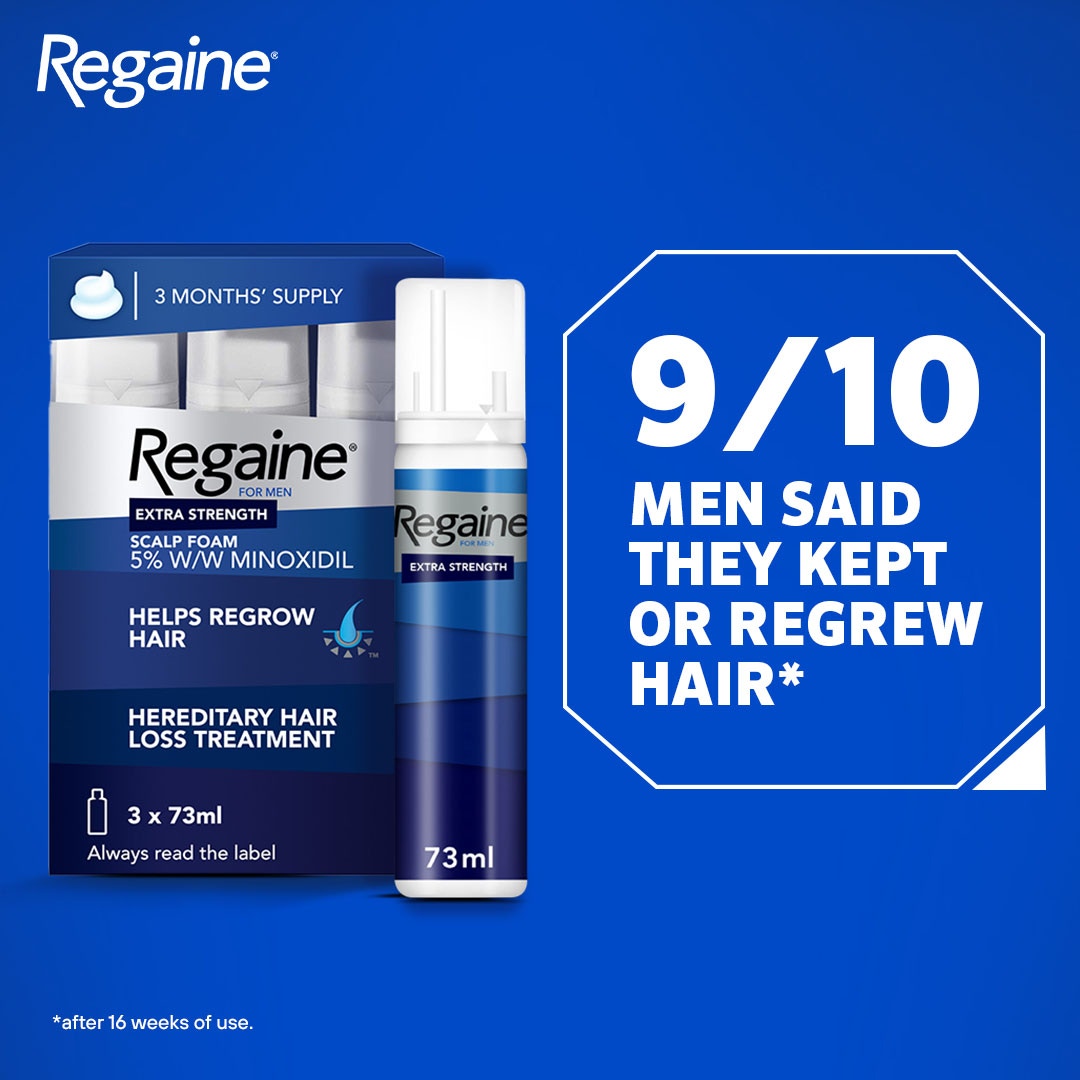 Regaine For Men 5% Extra Strength Regrowth Foam 3 Month Supply