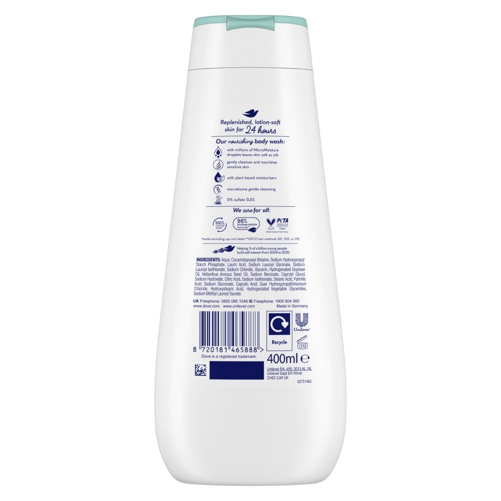 Dove Advanced Care Derma Hypoallergenic Fragrance-Free Body Wash 400ml