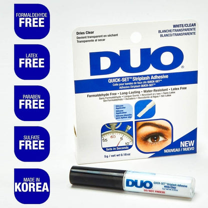 Duo Eyelash Glue Quick-Set Striplash Adhesive Formaldehyde & Latex-Free White/Clear 5g