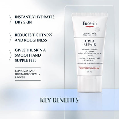 Eucerin Urea Repair 5% Urea Rich Replenishing Face Cream 50ml
