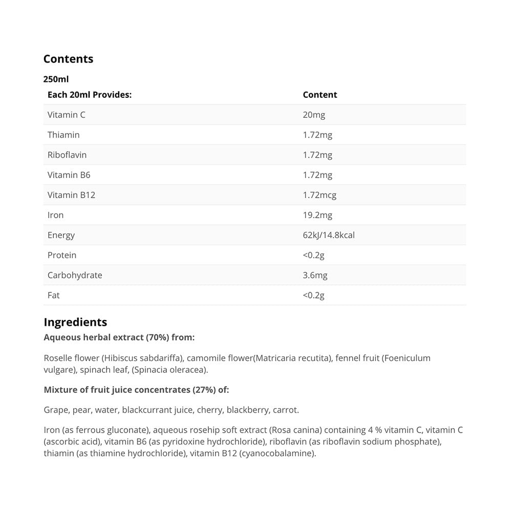 Floradix Floravital Liquid Iron and Vitamin Formula 250ml