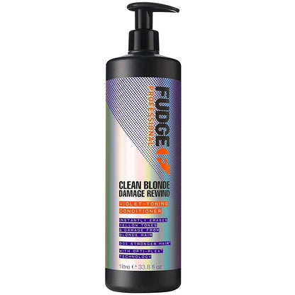 Fudge Professional Clean Blonde Violet Toning Shampoo & Damage Rewind Conditioner Twin 2 x 1000ml