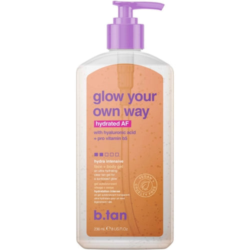 b.tan Glow Your Own Way Hydrated AF Face & Body Gradual Self Tan Gel 256ml