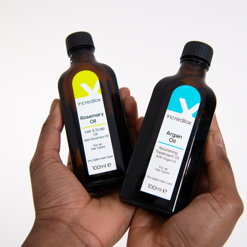 Incredilox Hair & Scalp Rosemary Oil 100ml & Nourishing Argan Treatment Oil 100ml Twin