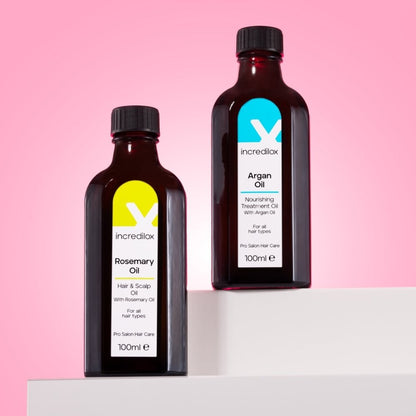 Incredilox Hair & Scalp Rosemary Oil 100ml & Nourishing Argan Treatment Oil 100ml Twin