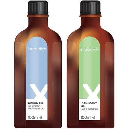 Incredilox Hair & Scalp Rosemary Oil 100ml & Nourishing Argan Treatment Oil 100ml Twin