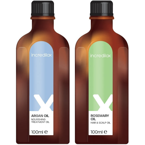 Incredilox Hair & Scalp Rosemary Oil 100ml & Nourishing Argan Treatment Oil 100ml Twin