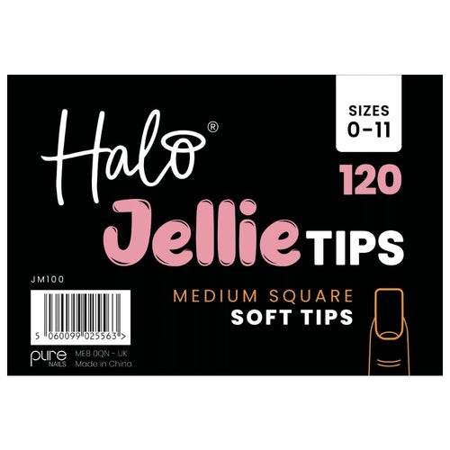 Halo Jellie Tips Soft Gel Nail Tips Medium Square x120 Sizes 0-11