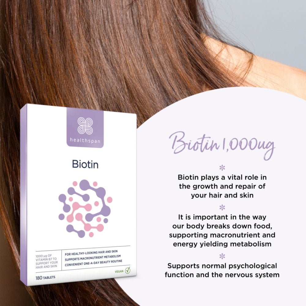 Healthspan Biotin 1,000µg Hair & Skin Support 6 Month Supply