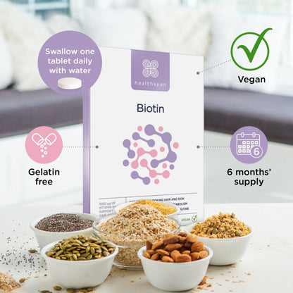 Healthspan Biotin 1,000µg Hair & Skin Support 6 Month Supply