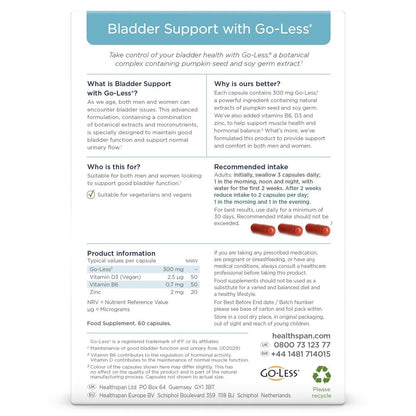 Healthspan Bladder Support with 300mg Go-Less 60 Capsules