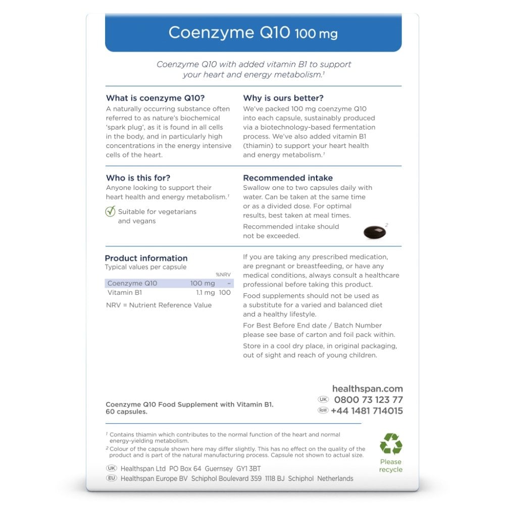 Healthspan Co-Enzyme Q10 100mg 60 Capsules