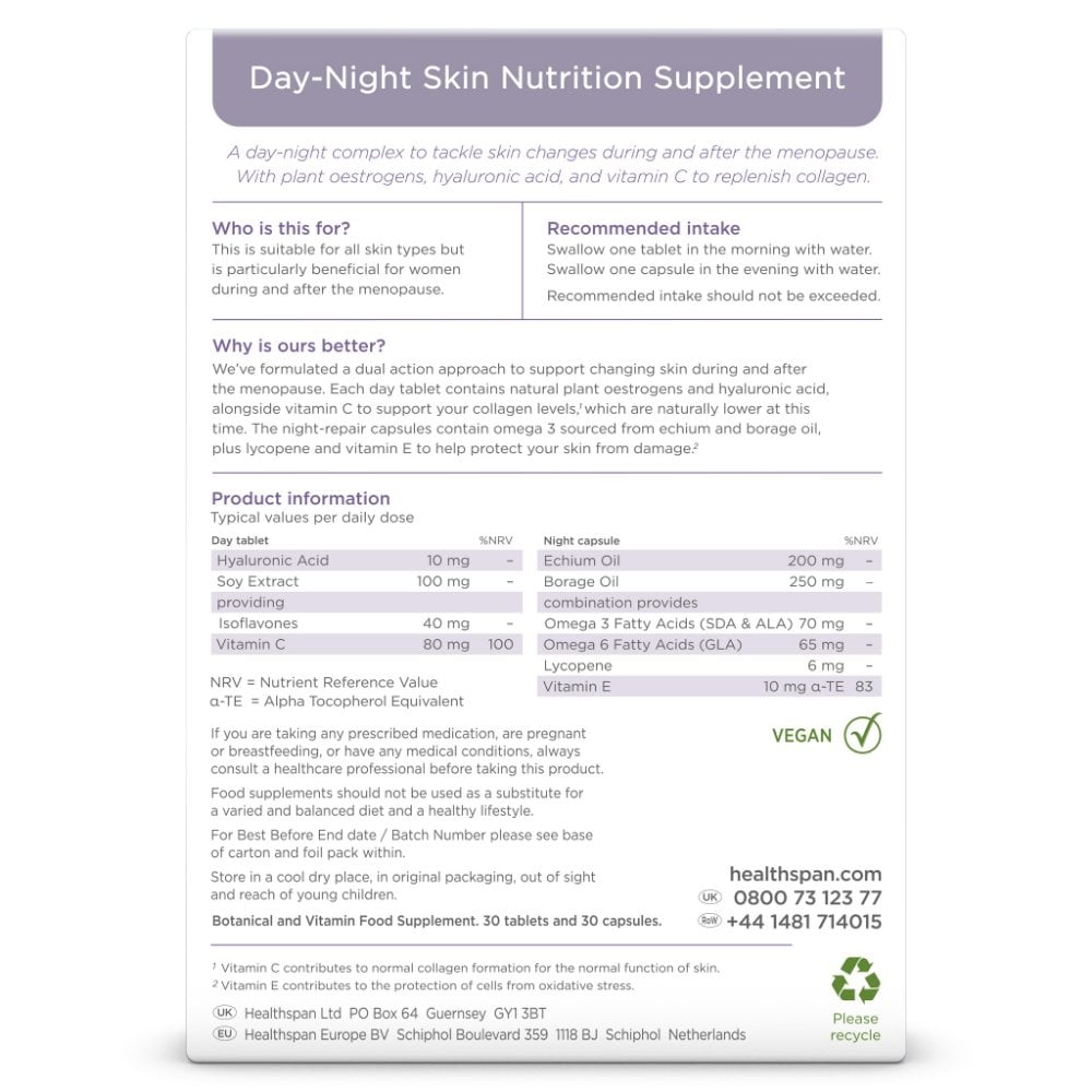 Healthspan Day-Night Skin Nutrition Supplement 1 Month Supply