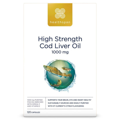 Healthspan High Strength Omega 3 Cod Liver Oil 1000mg 120 Capsules