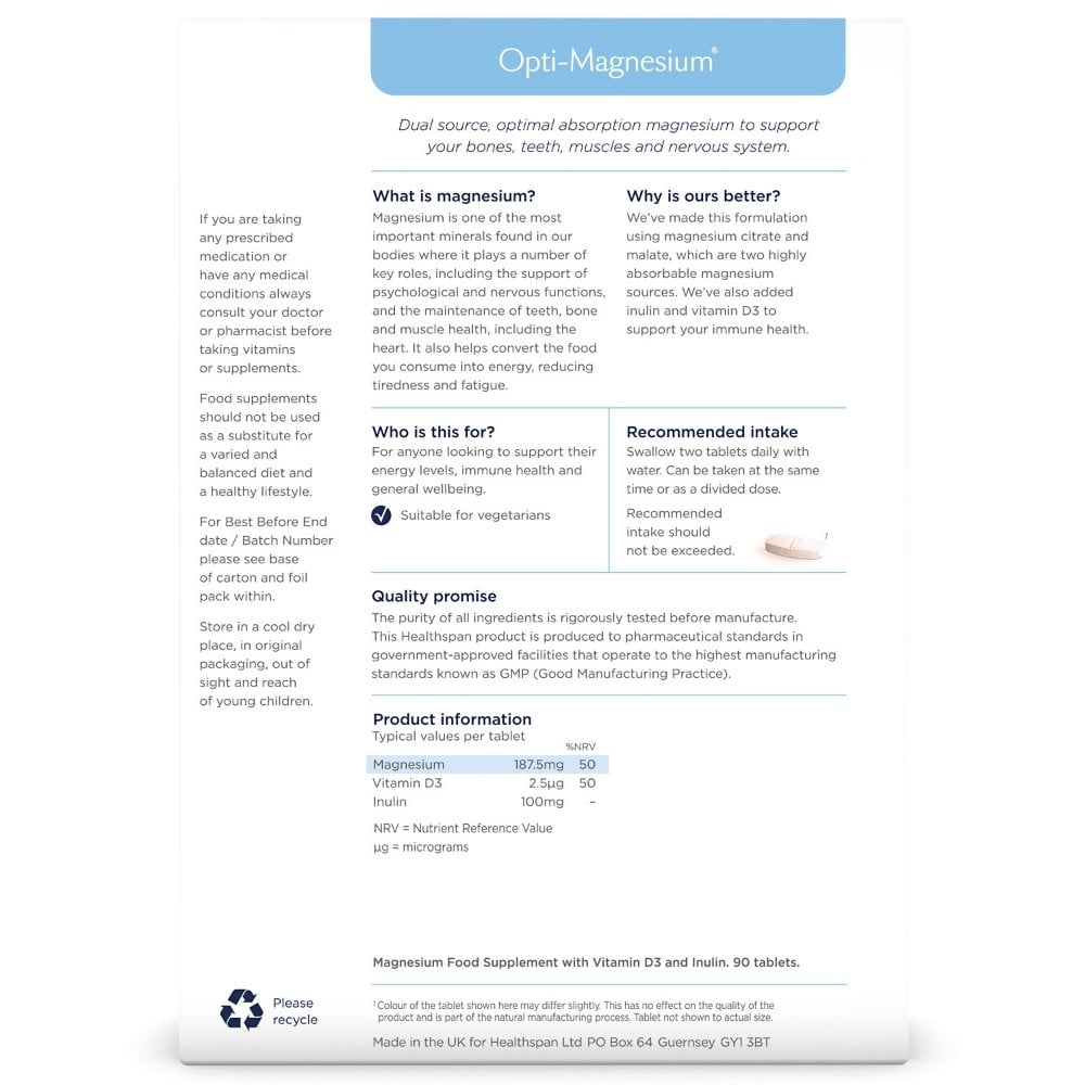 Healthspan Highly Absorbable Opti-Magnesium 90 Tablets