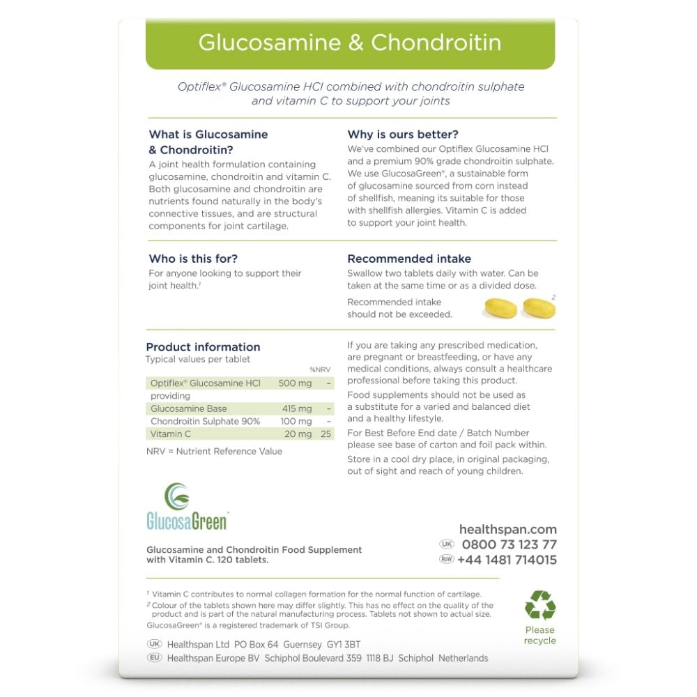 Healthspan Optiflex Glucosamine & Chondroitin 120 Tablets